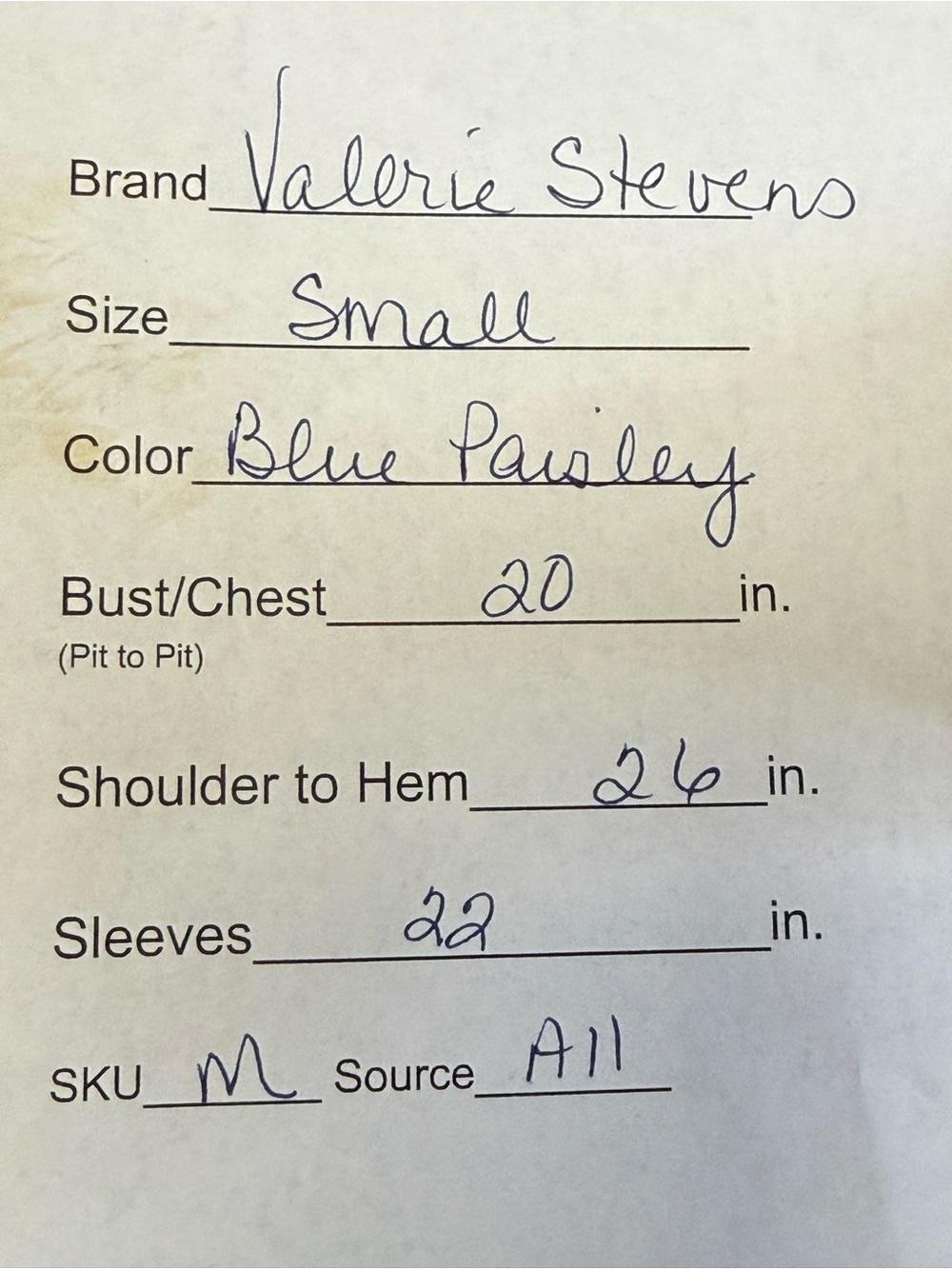 Valerie Stevens Blue Paisley V-Neck Cutout Stretch Blouse Top Small Boho - Picture 10 of 10